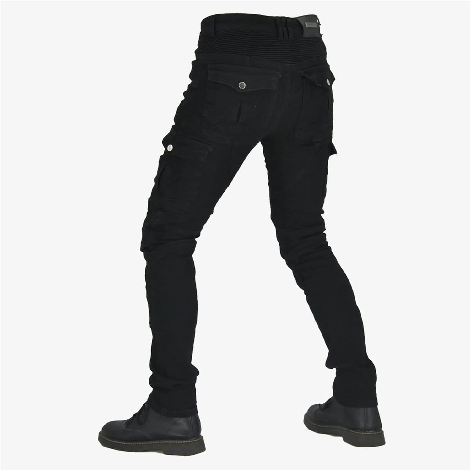 Men's Stretch Multi-Pocket Biker Jeans Slim Fit Vintage Denim Jeans Straight Leg Skinny Casual Cargo Jeans