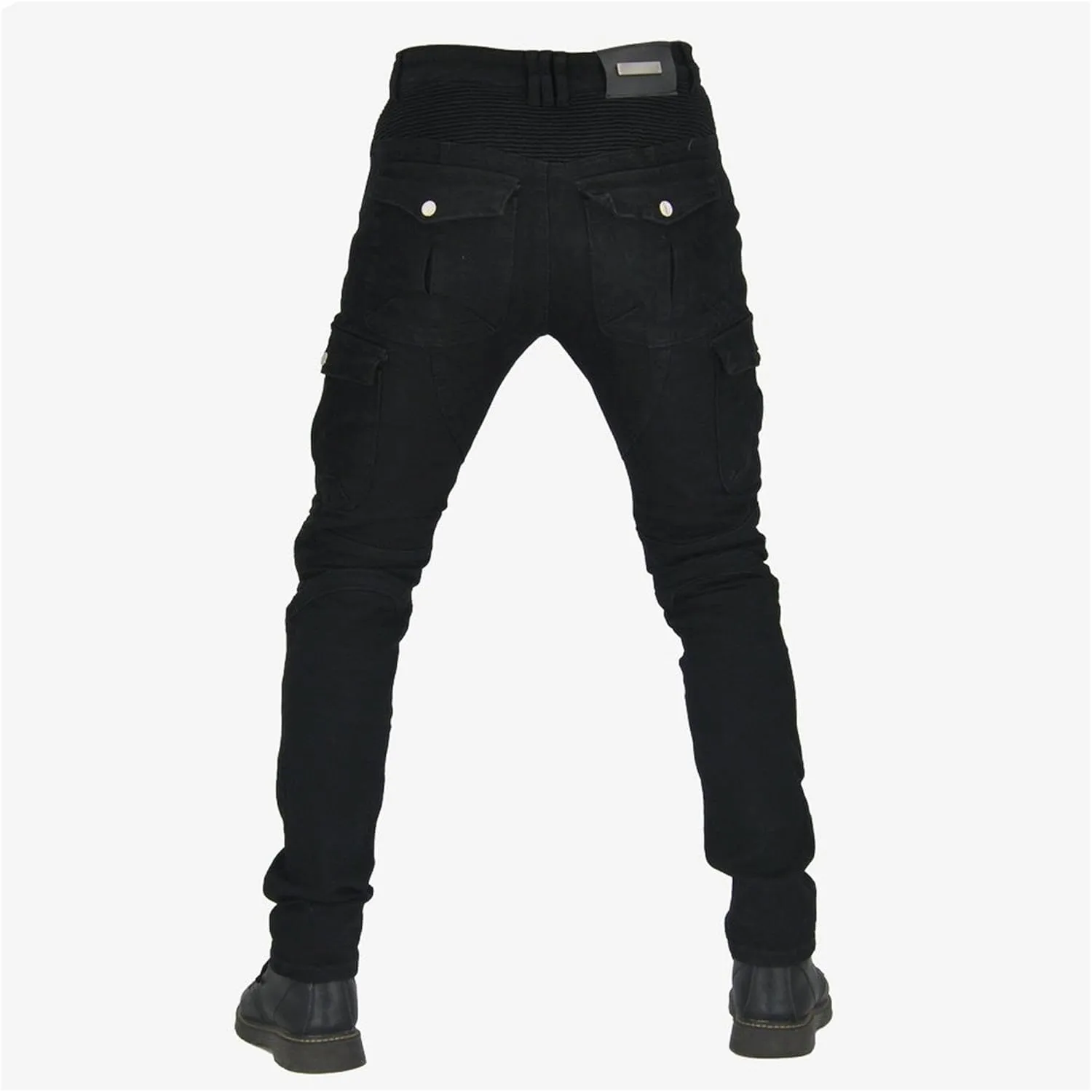 Men's Stretch Multi-Pocket Biker Jeans Slim Fit Vintage Denim Jeans Straight Leg Skinny Casual Cargo Jeans
