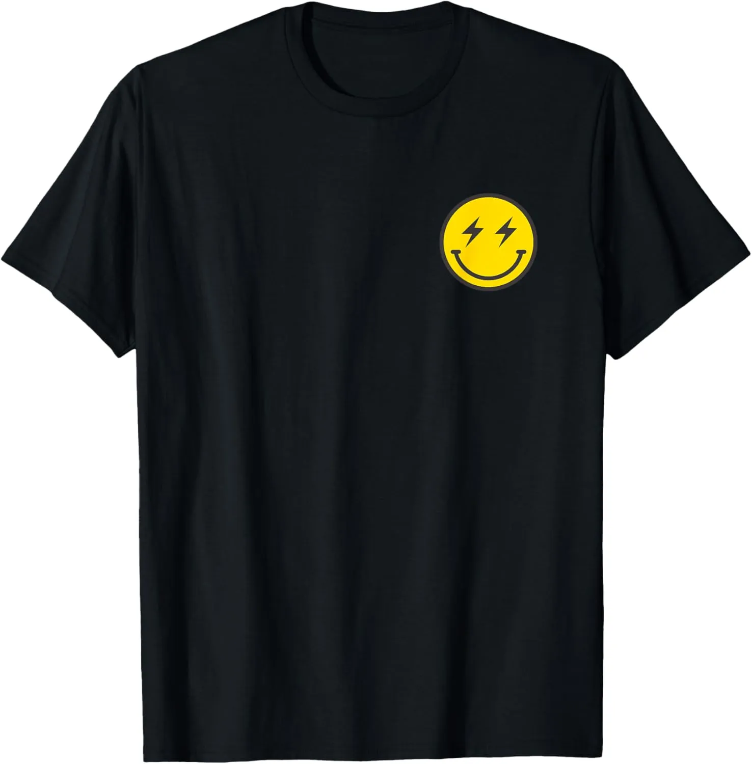 Minimalist 80s Lightning Bolt Eyes Happy Smiling Smile Face T-Shirt