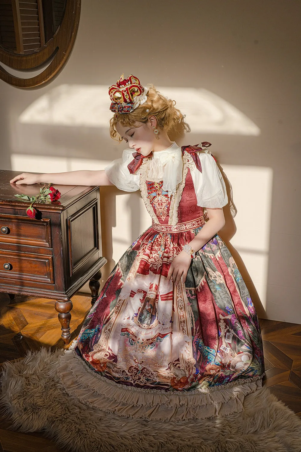 Miss Point~Kaleidoscope~Classical Lolita Shirt Dot Gauze Detachable Puff Sleeve Blouse Customized