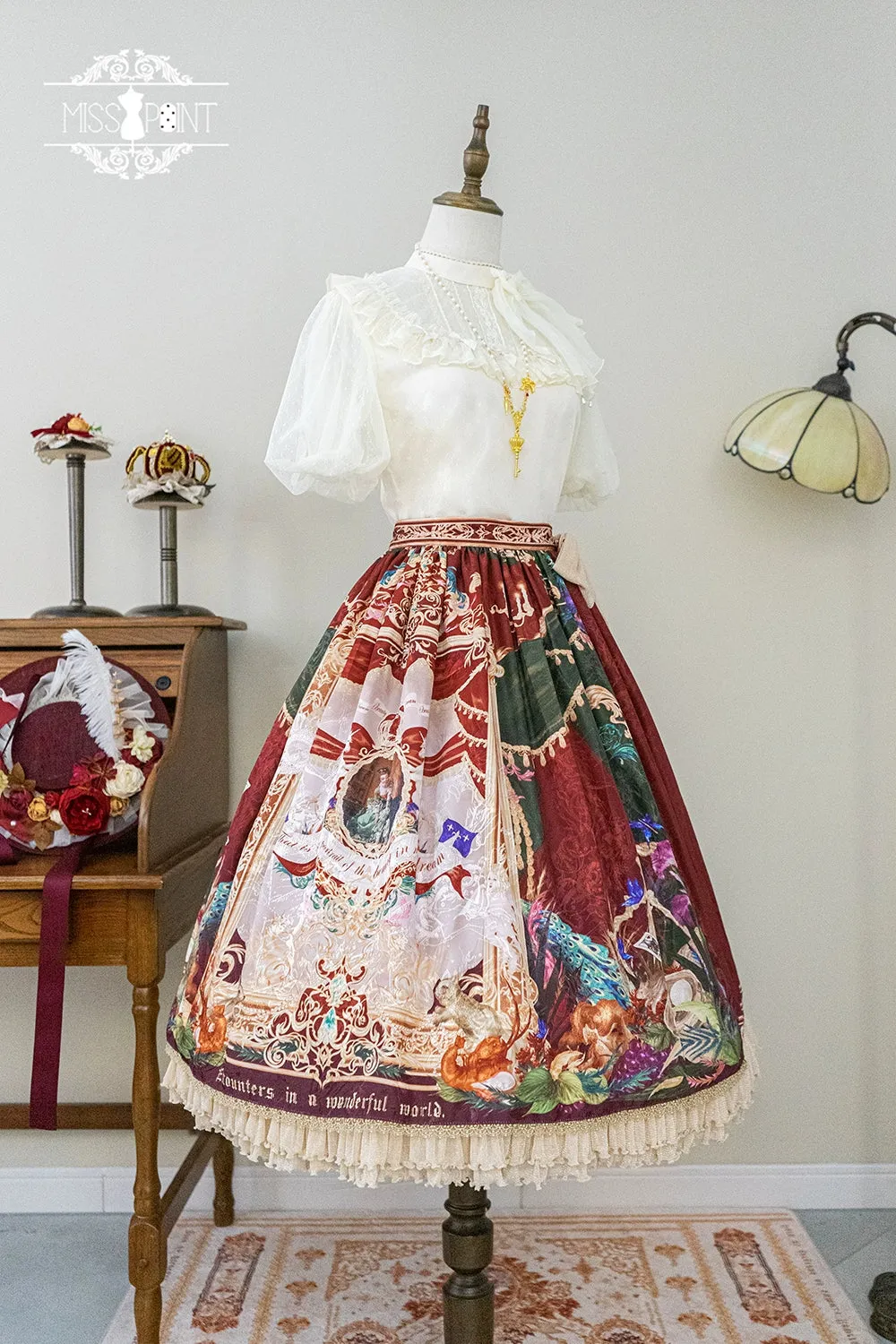 Miss Point~Kaleidoscope~Classical Lolita Shirt Dot Gauze Detachable Puff Sleeve Blouse Customized
