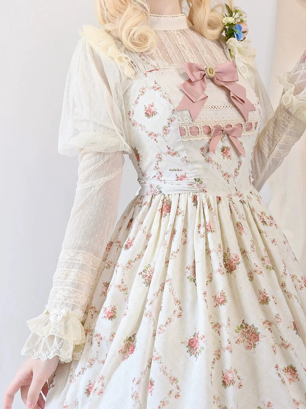 Miss Point~Kaleidoscope~Classical Lolita Shirt Dot Gauze Detachable Puff Sleeve Blouse Customized