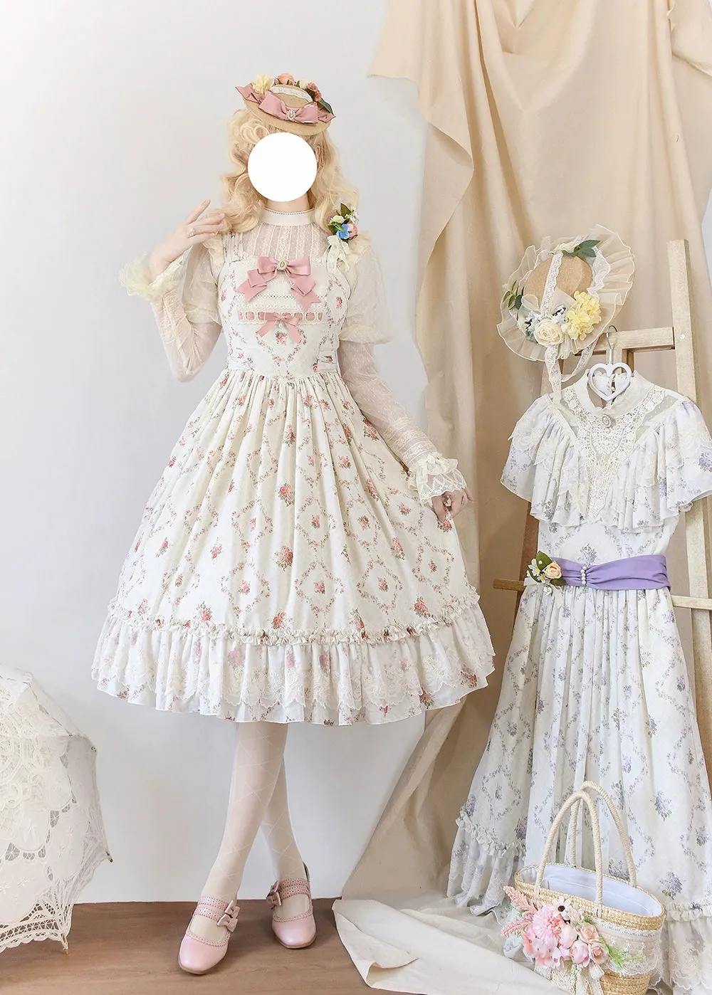 Miss Point~Kaleidoscope~Classical Lolita Shirt Dot Gauze Detachable Puff Sleeve Blouse Customized