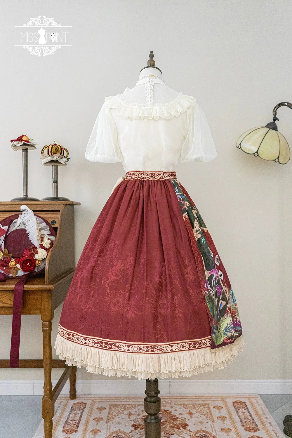 Miss Point~Kaleidoscope~Classical Lolita Shirt Dot Gauze Detachable Puff Sleeve Blouse Customized