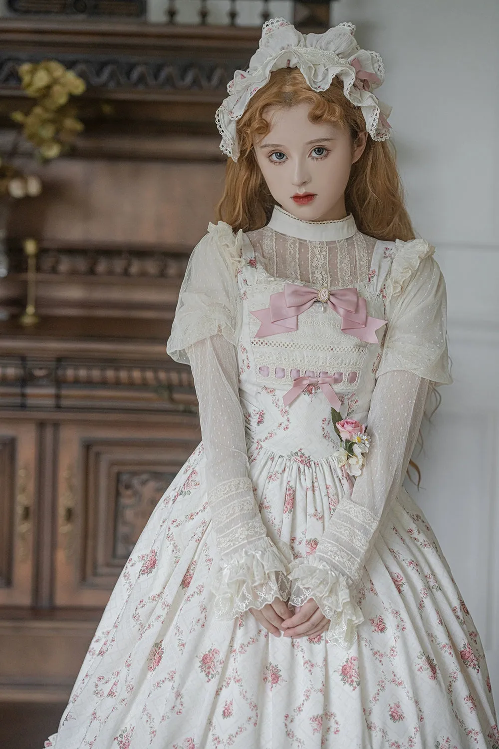 Miss Point~Kaleidoscope~Classical Lolita Shirt Dot Gauze Detachable Puff Sleeve Blouse Customized