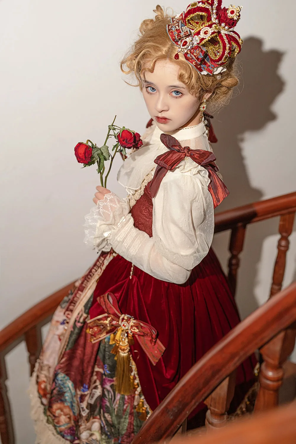 Miss Point~Kaleidoscope~Classical Lolita Shirt Dot Gauze Detachable Puff Sleeve Blouse Customized