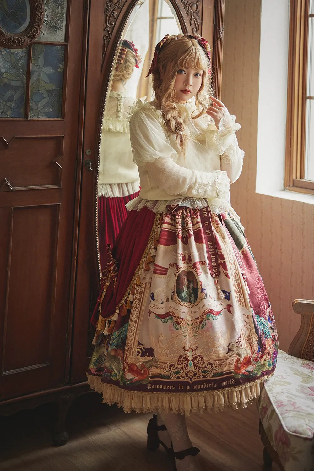 Miss Point~Kaleidoscope~Classical Lolita Shirt Dot Gauze Detachable Puff Sleeve Blouse Customized