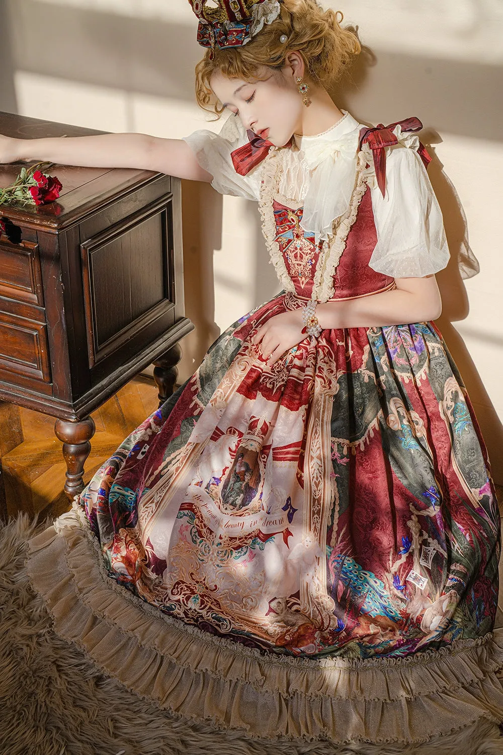 Miss Point~Kaleidoscope~Classical Lolita Shirt Dot Gauze Detachable Puff Sleeve Blouse Customized