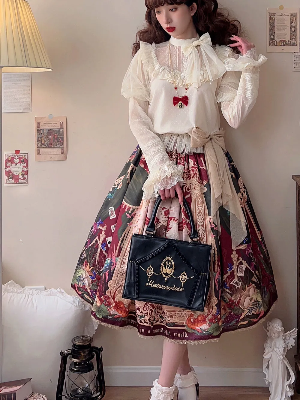 Miss Point~Kaleidoscope~Classical Lolita Shirt Dot Gauze Detachable Puff Sleeve Blouse Customized