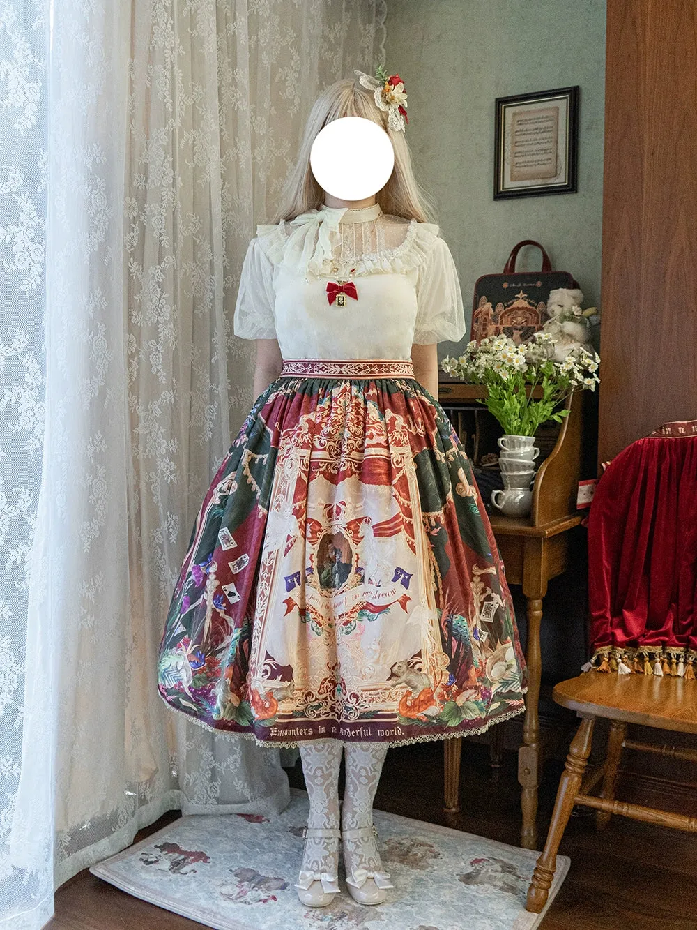 Miss Point~Kaleidoscope~Classical Lolita Shirt Dot Gauze Detachable Puff Sleeve Blouse Customized