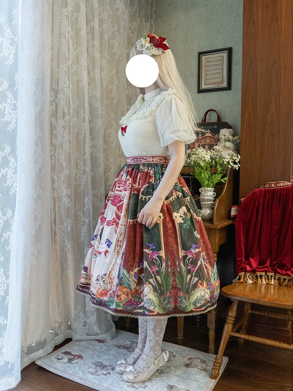 Miss Point~Kaleidoscope~Classical Lolita Shirt Dot Gauze Detachable Puff Sleeve Blouse Customized