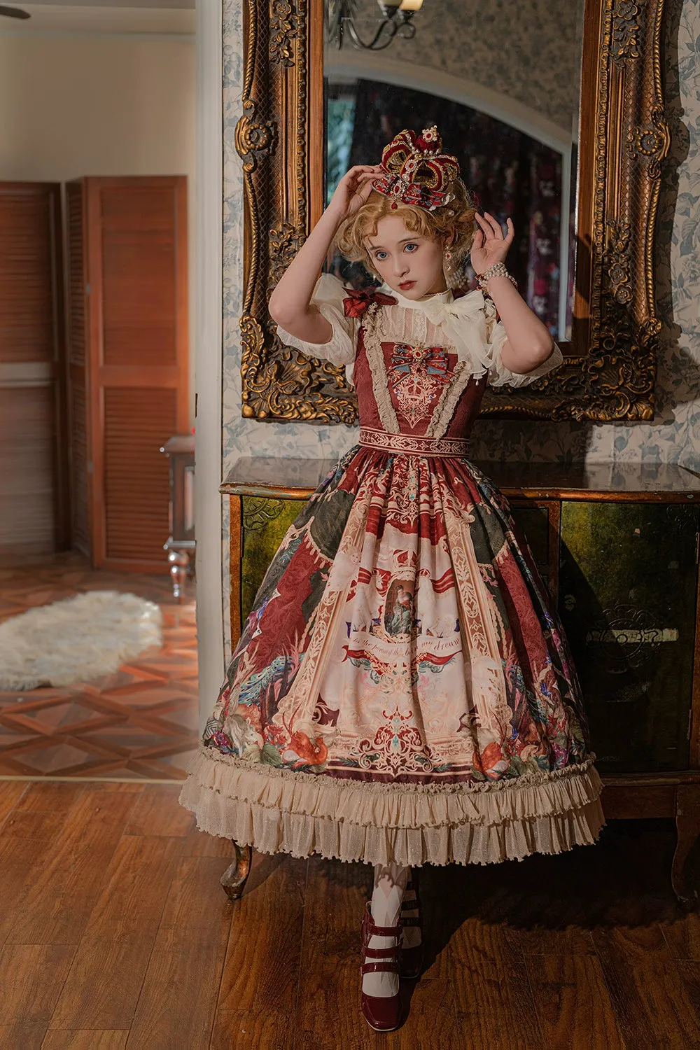 Miss Point~Kaleidoscope~Classical Lolita Shirt Dot Gauze Detachable Puff Sleeve Blouse Customized
