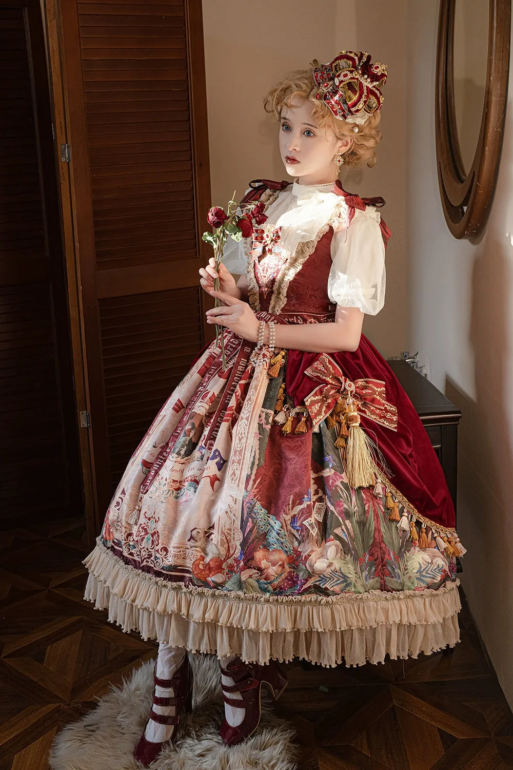 Miss Point~Kaleidoscope~Classical Lolita Shirt Dot Gauze Detachable Puff Sleeve Blouse Customized