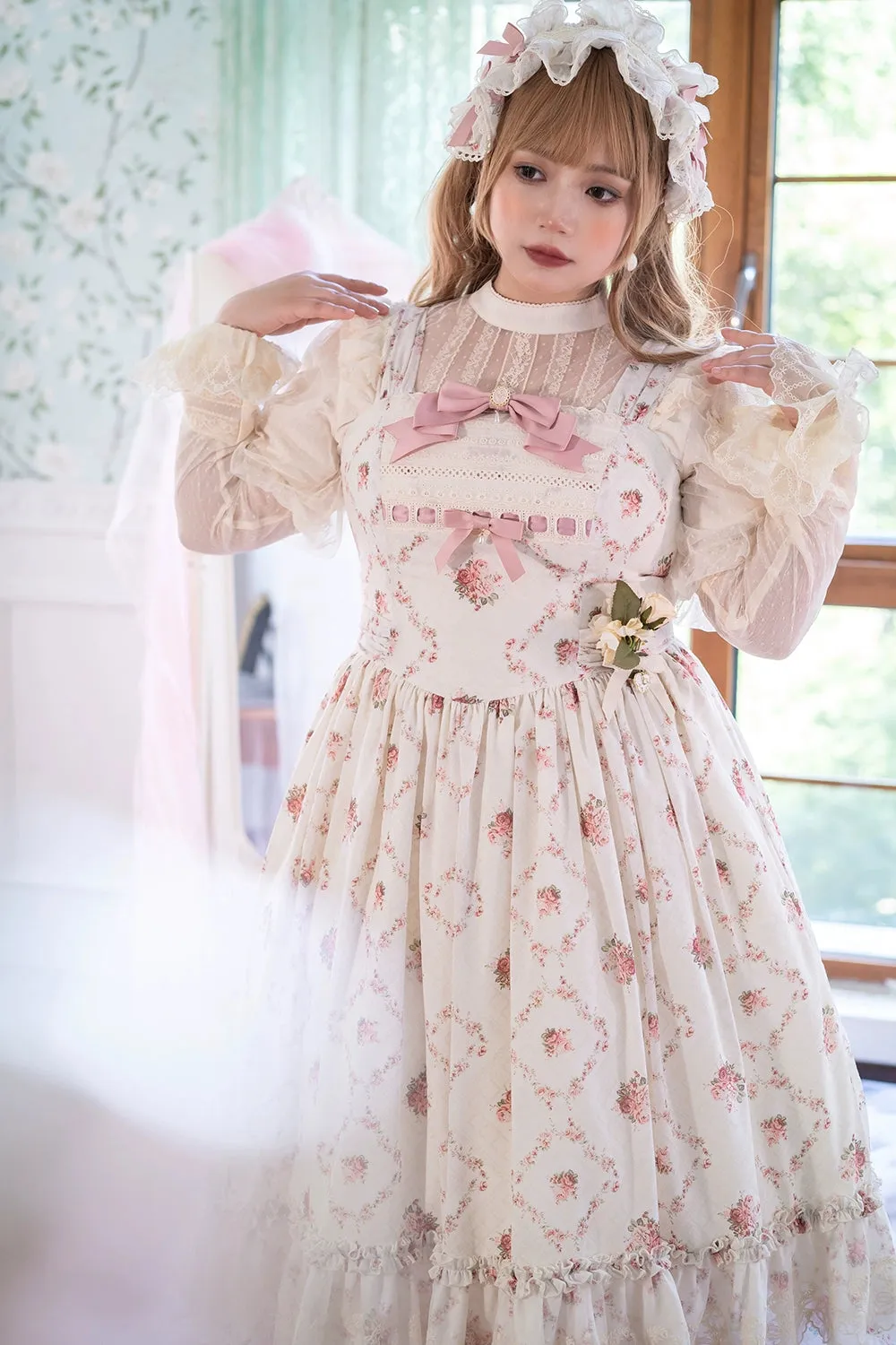 Miss Point~Kaleidoscope~Classical Lolita Shirt Dot Gauze Detachable Puff Sleeve Blouse Customized