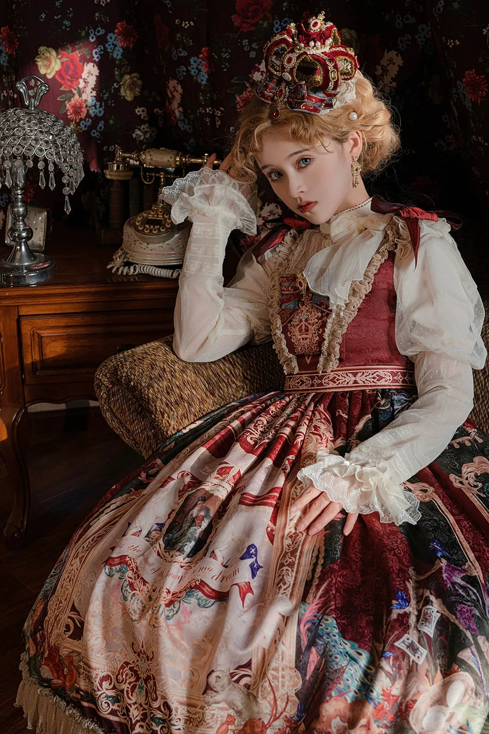 Miss Point~Kaleidoscope~Classical Lolita Shirt Dot Gauze Detachable Puff Sleeve Blouse Customized