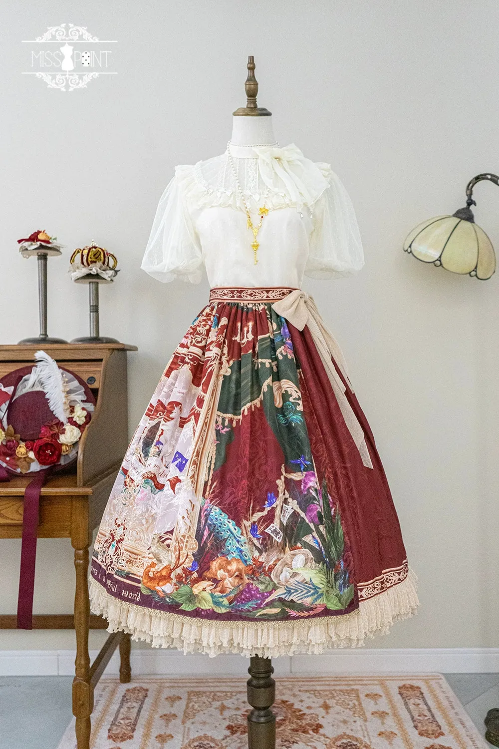 Miss Point~Kaleidoscope~Classical Lolita Shirt Dot Gauze Detachable Puff Sleeve Blouse Customized