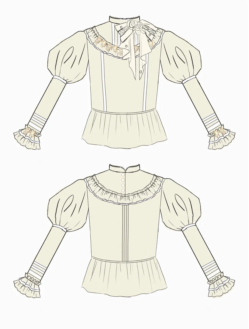 Miss Point~Kaleidoscope~Classical Lolita Shirt Dot Gauze Detachable Puff Sleeve Blouse Customized