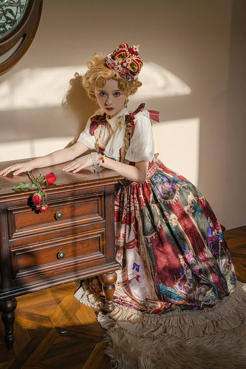 Miss Point~Kaleidoscope~Classical Lolita Shirt Dot Gauze Detachable Puff Sleeve Blouse Customized