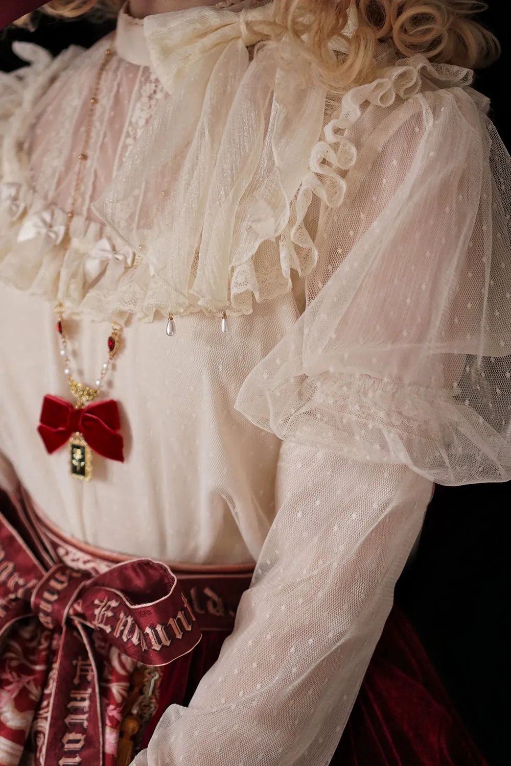 Miss Point~Kaleidoscope~Classical Lolita Shirt Dot Gauze Detachable Puff Sleeve Blouse Customized