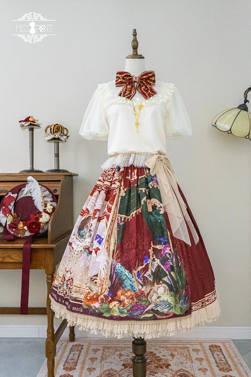 Miss Point~Kaleidoscope~Classical Lolita Shirt Dot Gauze Detachable Puff Sleeve Blouse Customized