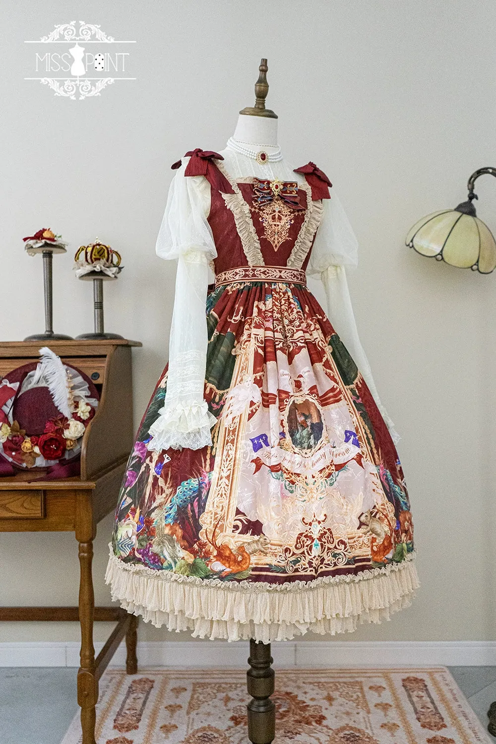 Miss Point~Kaleidoscope~Classical Lolita Shirt Dot Gauze Detachable Puff Sleeve Blouse Customized
