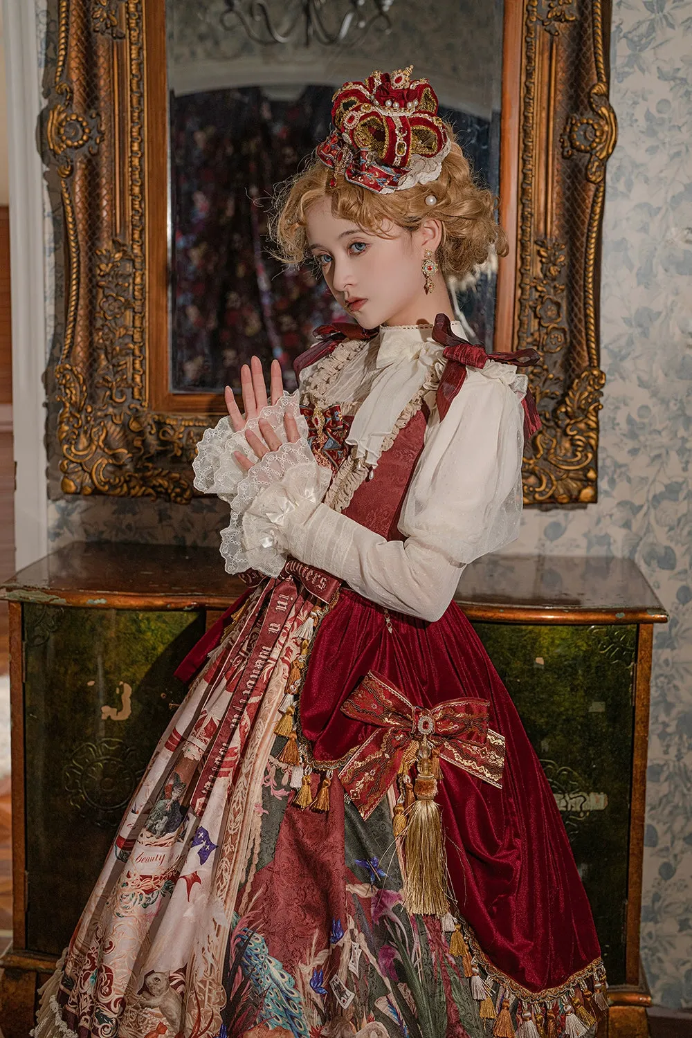 Miss Point~Kaleidoscope~Classical Lolita Shirt Dot Gauze Detachable Puff Sleeve Blouse Customized