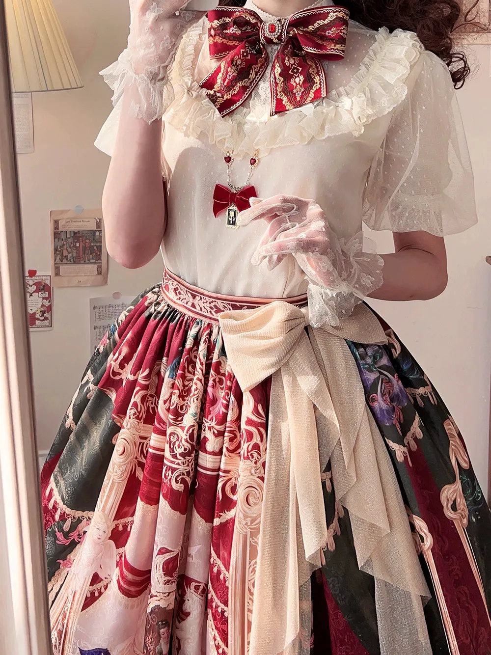 Miss Point~Kaleidoscope~Classical Lolita Shirt Dot Gauze Detachable Puff Sleeve Blouse Customized