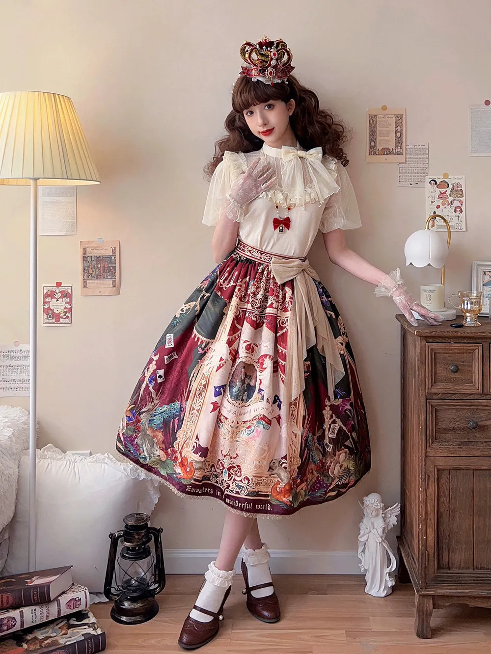 Miss Point~Kaleidoscope~Classical Lolita Shirt Dot Gauze Detachable Puff Sleeve Blouse Customized