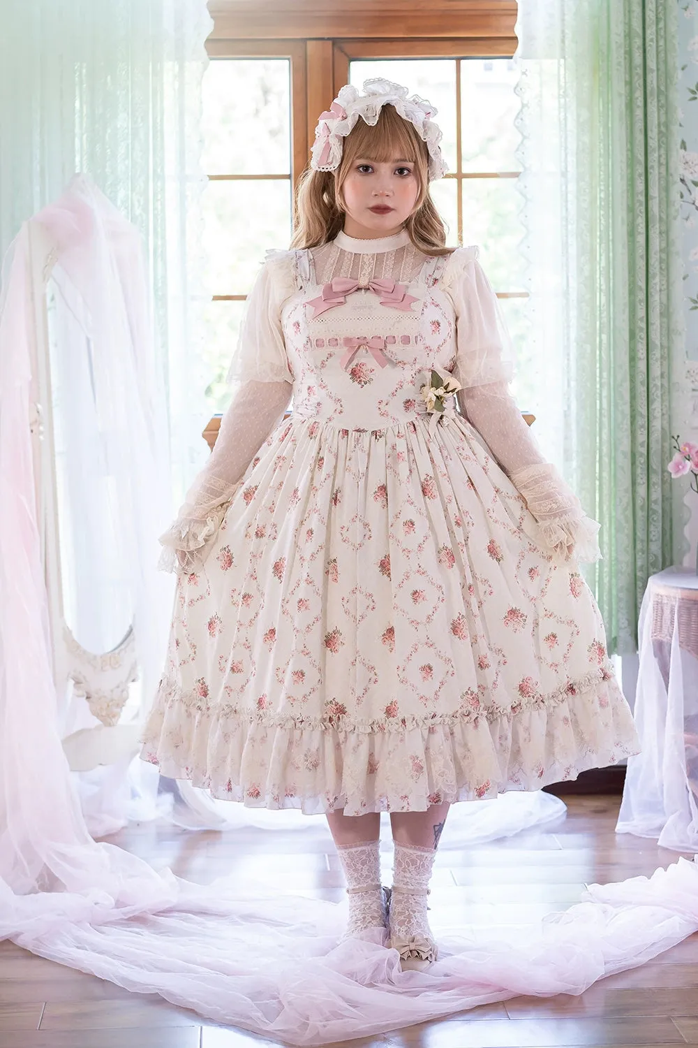Miss Point~Kaleidoscope~Classical Lolita Shirt Dot Gauze Detachable Puff Sleeve Blouse Customized