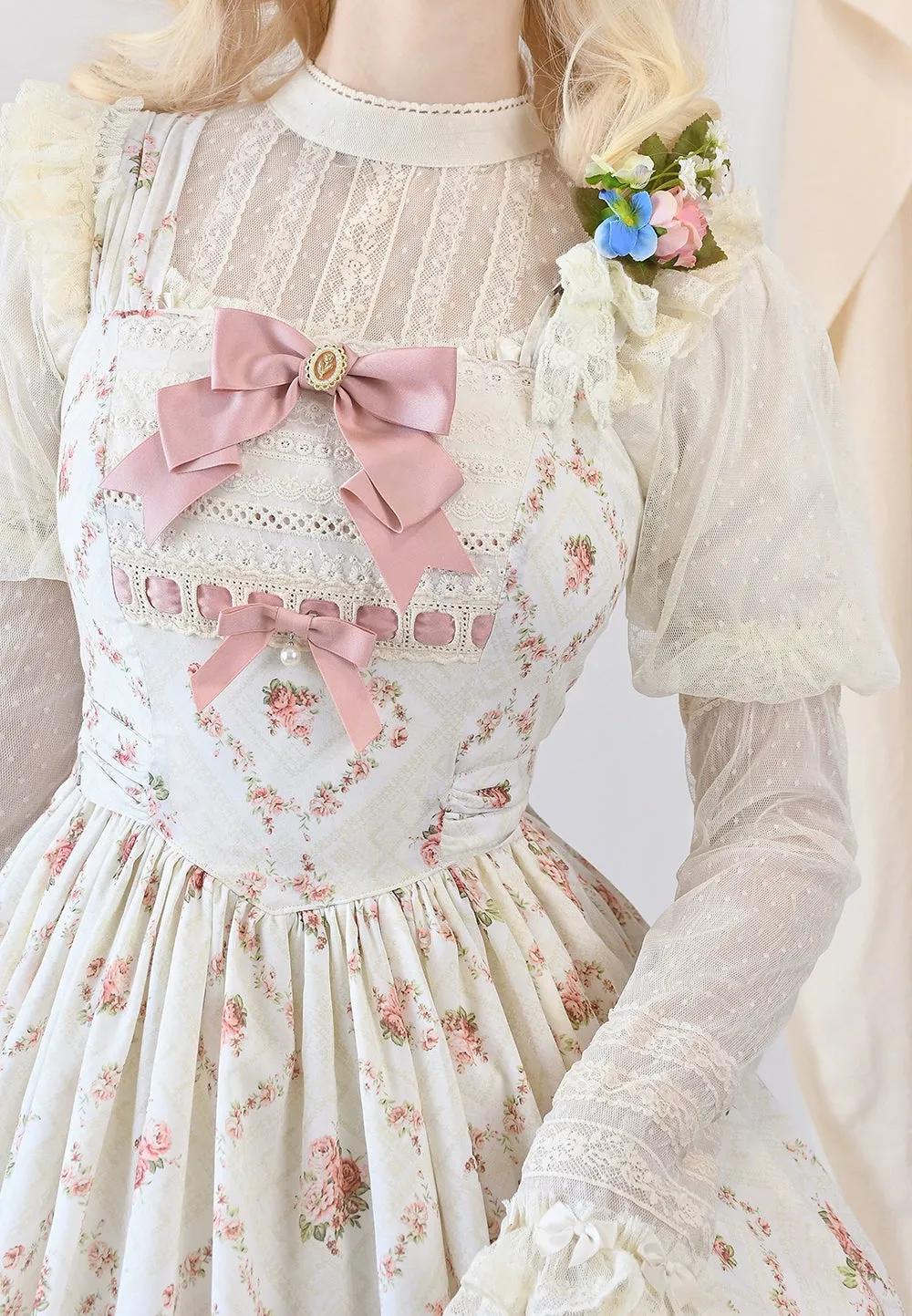 Miss Point~Kaleidoscope~Classical Lolita Shirt Dot Gauze Detachable Puff Sleeve Blouse Customized