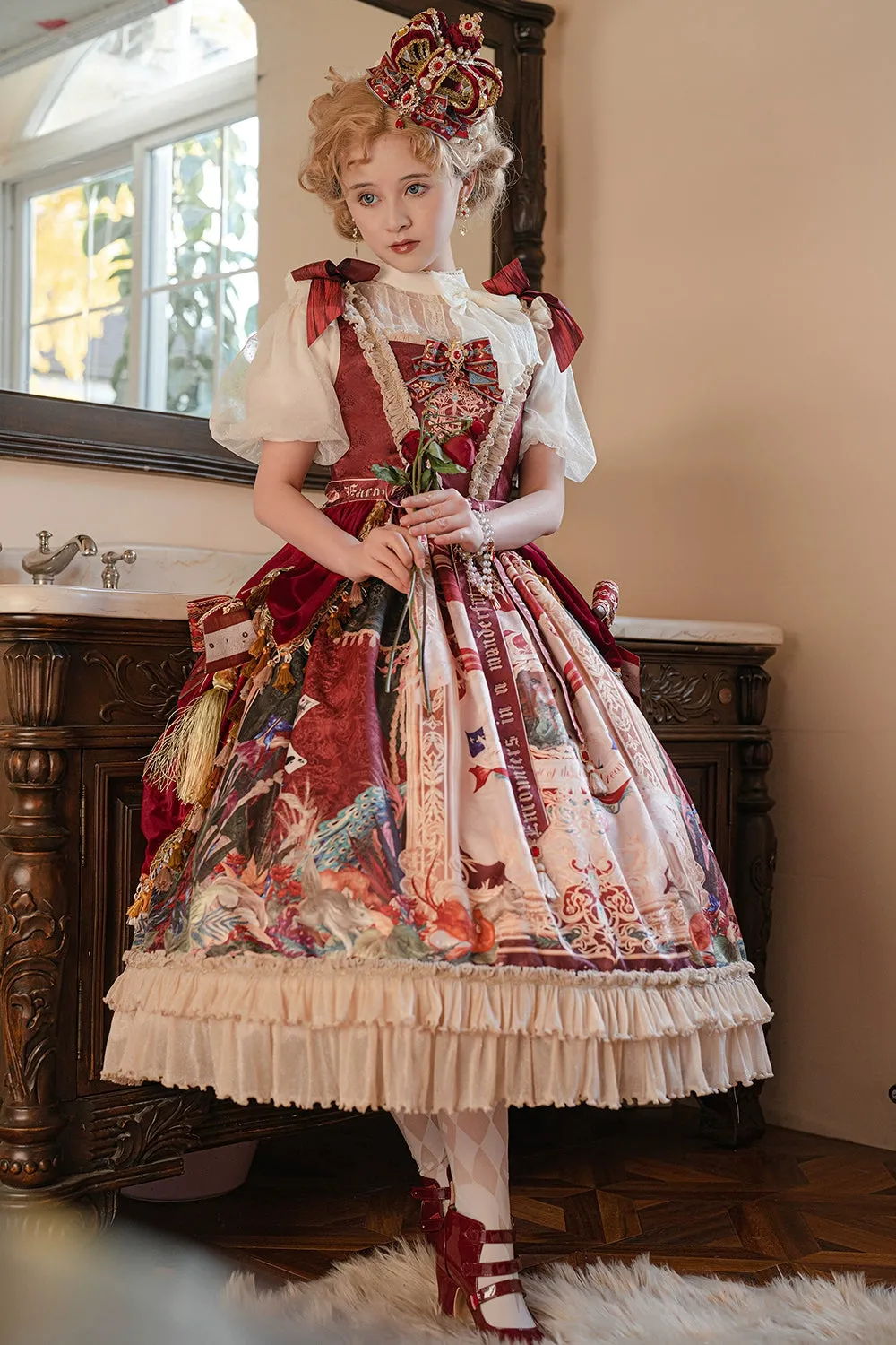Miss Point~Kaleidoscope~Classical Lolita Shirt Dot Gauze Detachable Puff Sleeve Blouse Customized