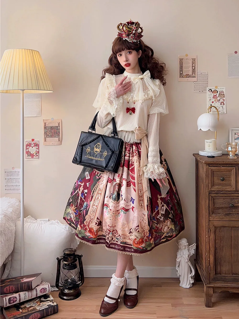 Miss Point~Kaleidoscope~Classical Lolita Shirt Dot Gauze Detachable Puff Sleeve Blouse Customized
