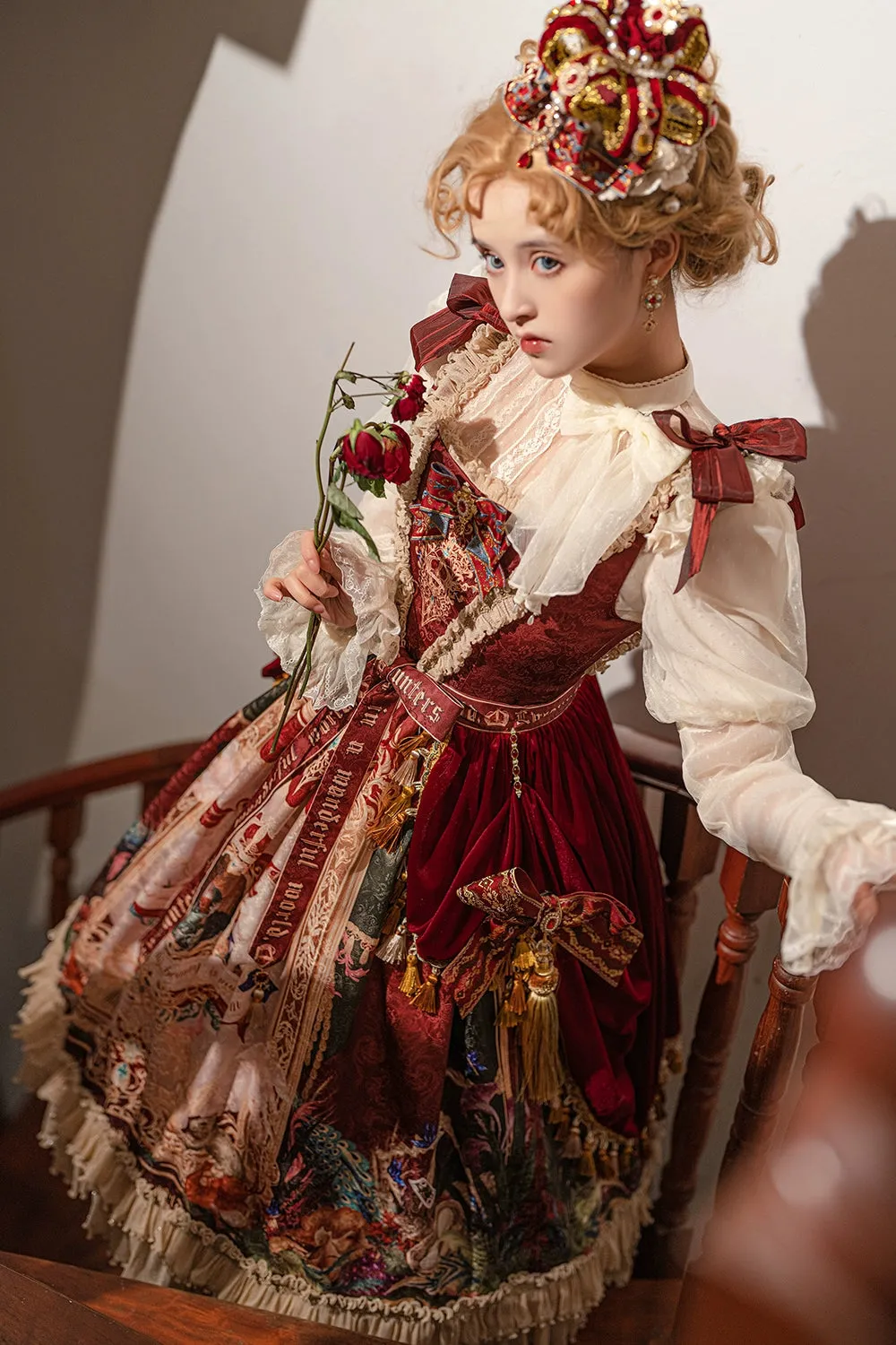 Miss Point~Kaleidoscope~Classical Lolita Shirt Dot Gauze Detachable Puff Sleeve Blouse Customized