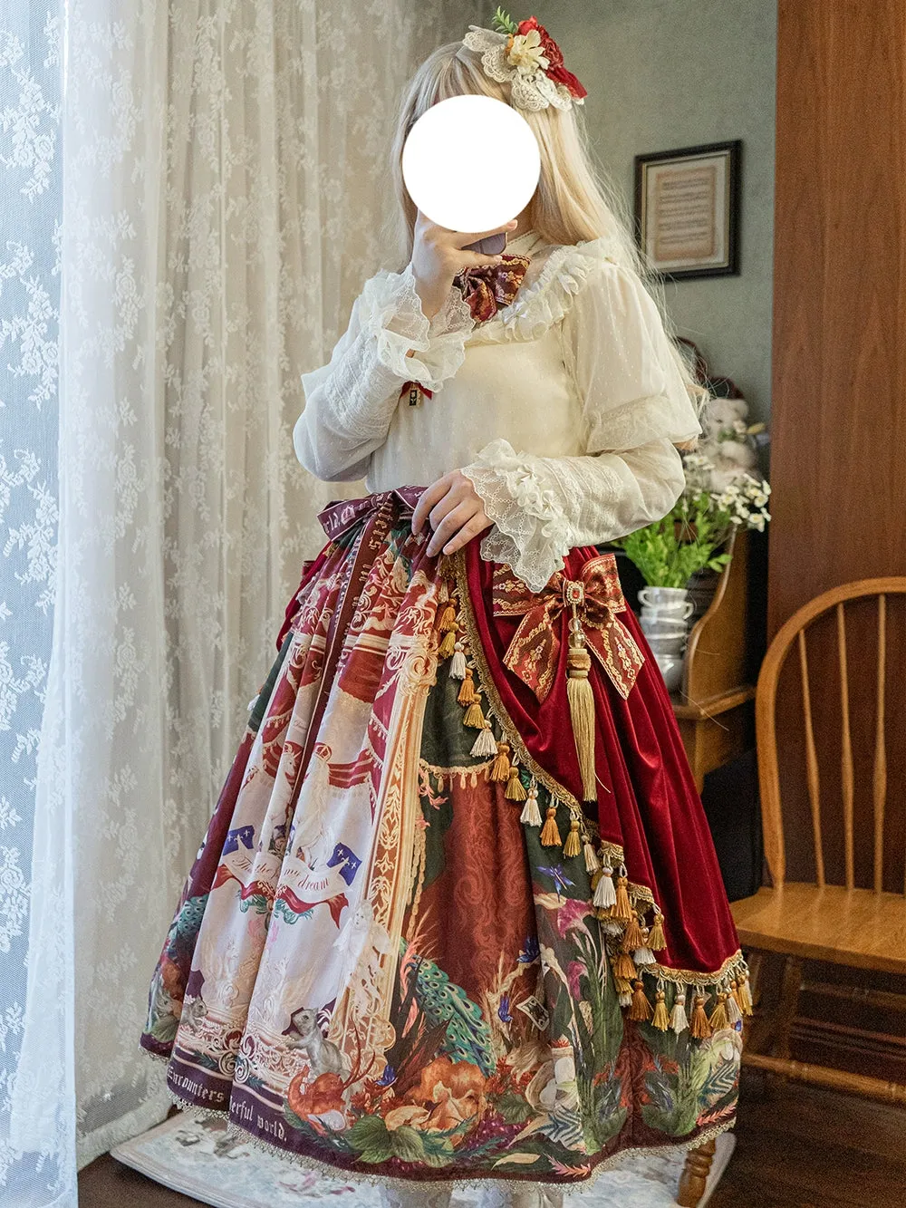 Miss Point~Kaleidoscope~Classical Lolita Shirt Dot Gauze Detachable Puff Sleeve Blouse Customized