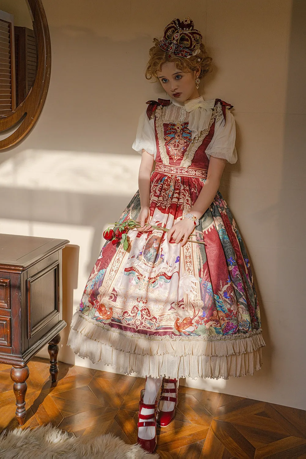 Miss Point~Kaleidoscope~Classical Lolita Shirt Dot Gauze Detachable Puff Sleeve Blouse Customized