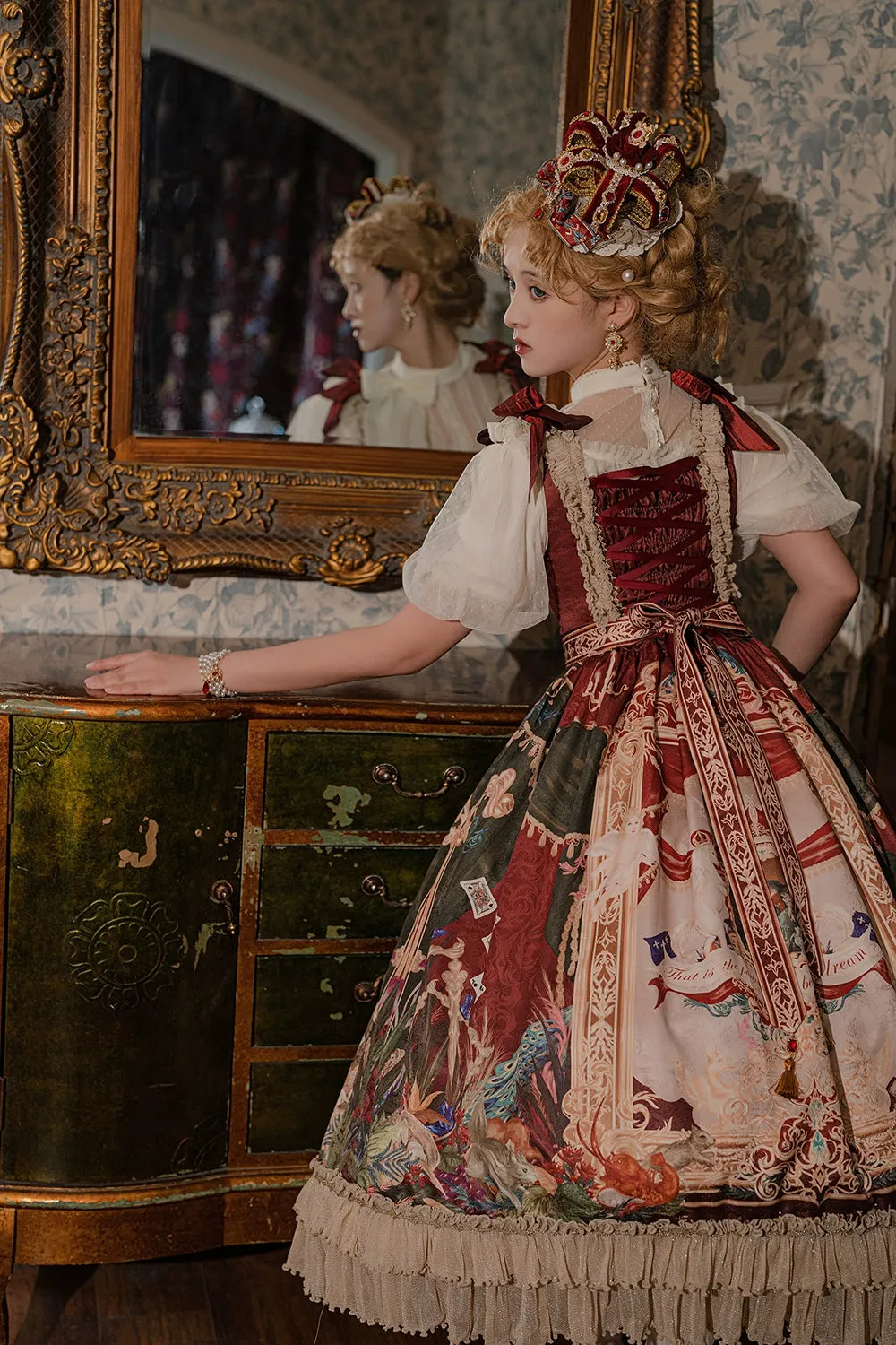 Miss Point~Kaleidoscope~Classical Lolita Shirt Dot Gauze Detachable Puff Sleeve Blouse Customized