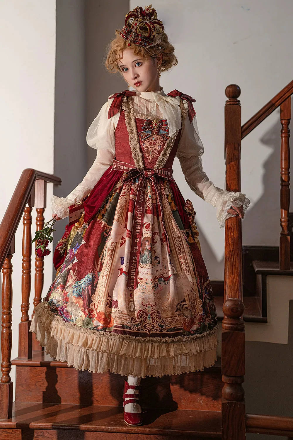 Miss Point~Kaleidoscope~Classical Lolita Shirt Dot Gauze Detachable Puff Sleeve Blouse Customized