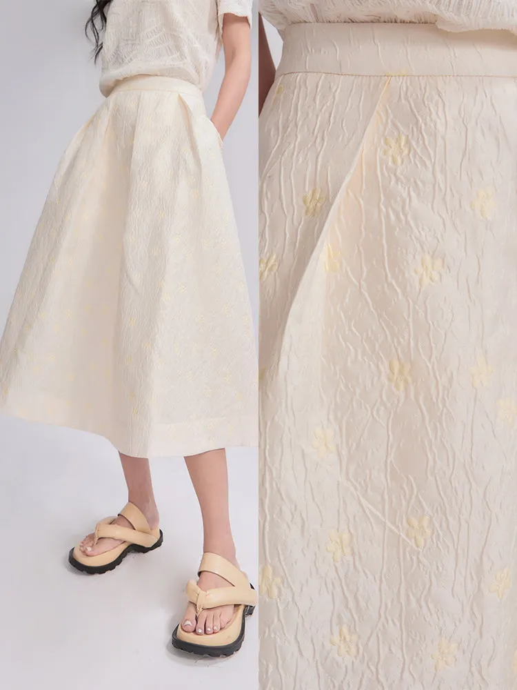 Natural Sleeveless Simple Chic Tops&Flare-Skirt