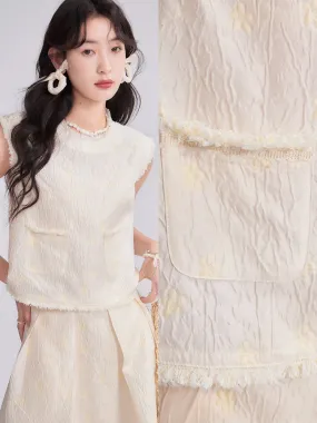 Natural Sleeveless Simple Chic Tops&Flare-Skirt