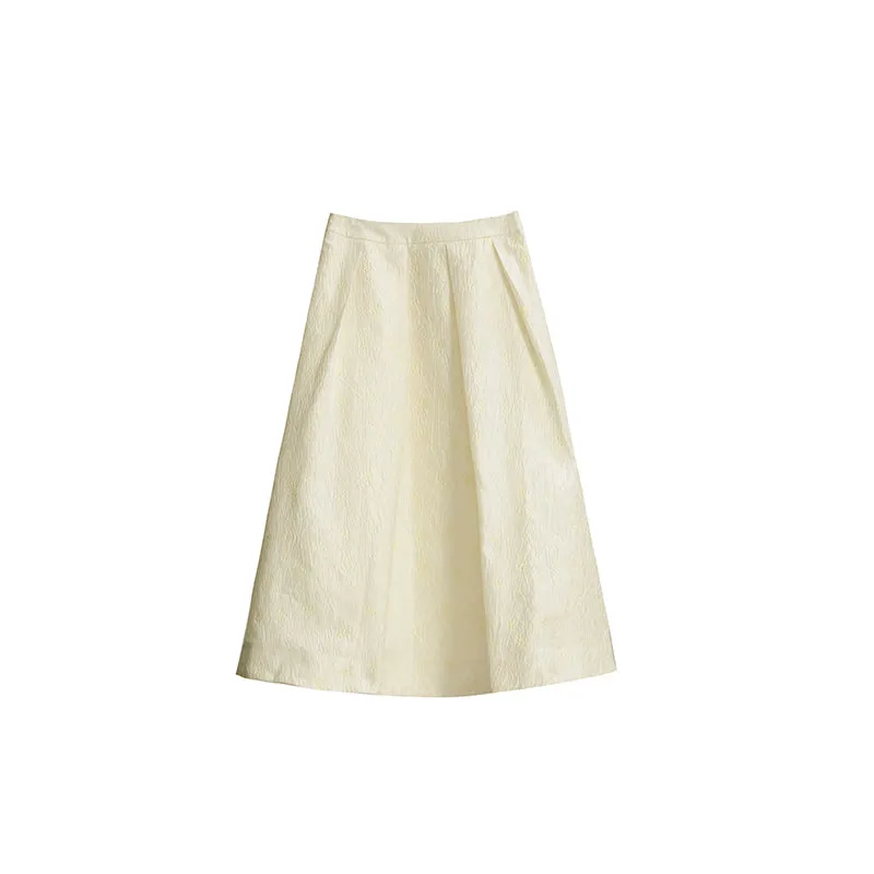 Natural Sleeveless Simple Chic Tops&Flare-Skirt