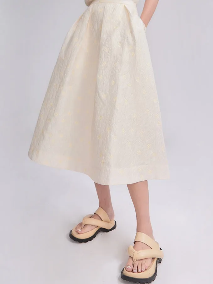 Natural Sleeveless Simple Chic Tops&Flare-Skirt