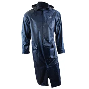 Navy PVC Polyester Trench Rain Long Coat With Hoodie-RC-PP-NVY44