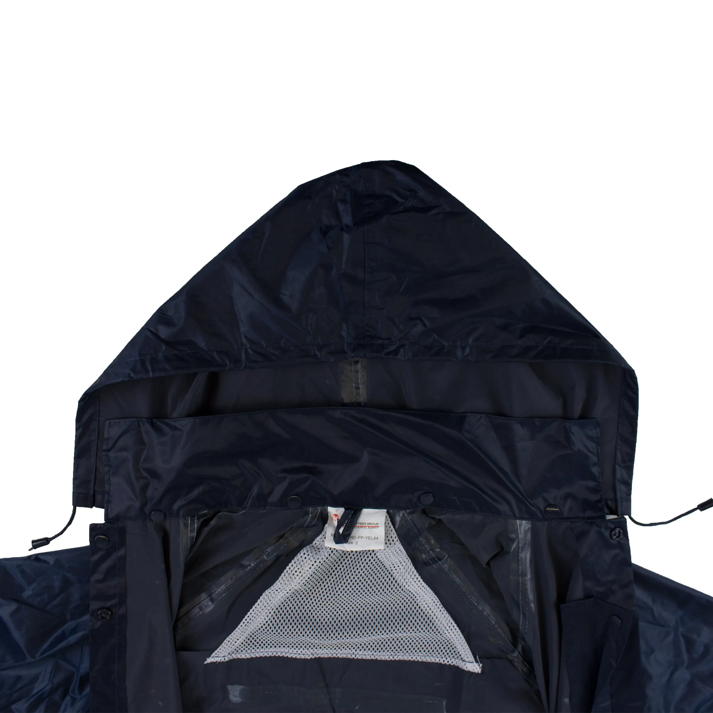Navy PVC Polyester Trench Rain Long Coat With Hoodie-RC-PP-NVY44