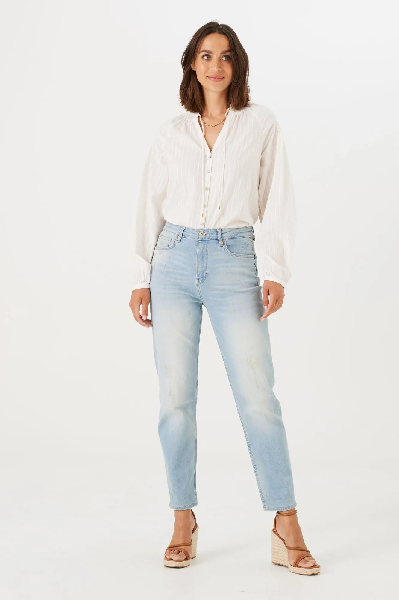 Off White Detailed Blouse