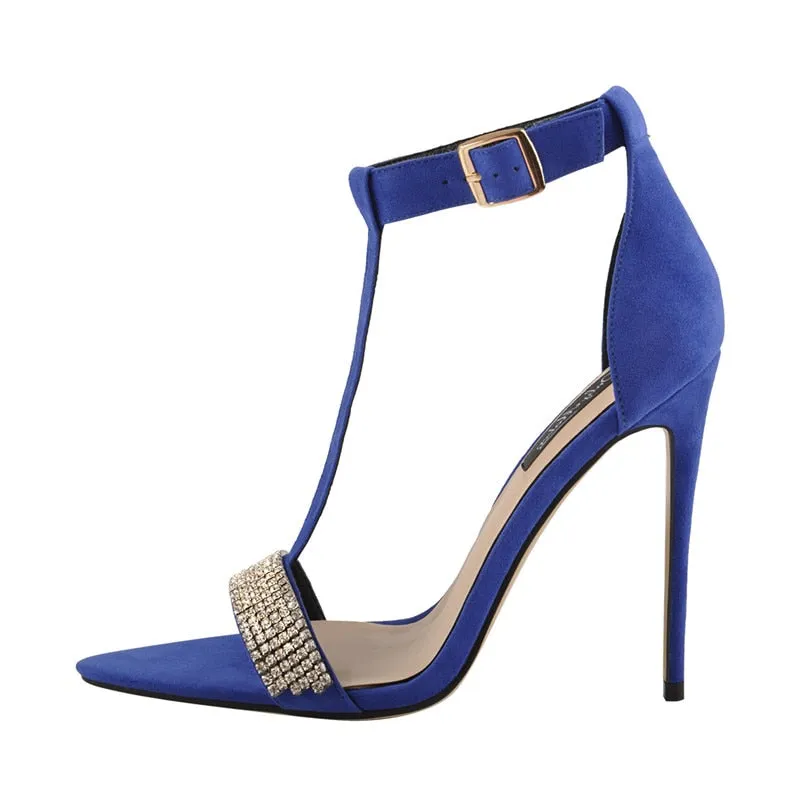 Open Toe T-tied Diamond High Heel Pumps Sandals