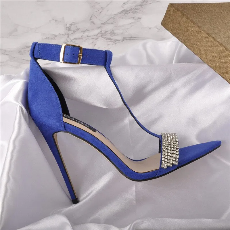 Open Toe T-tied Diamond High Heel Pumps Sandals