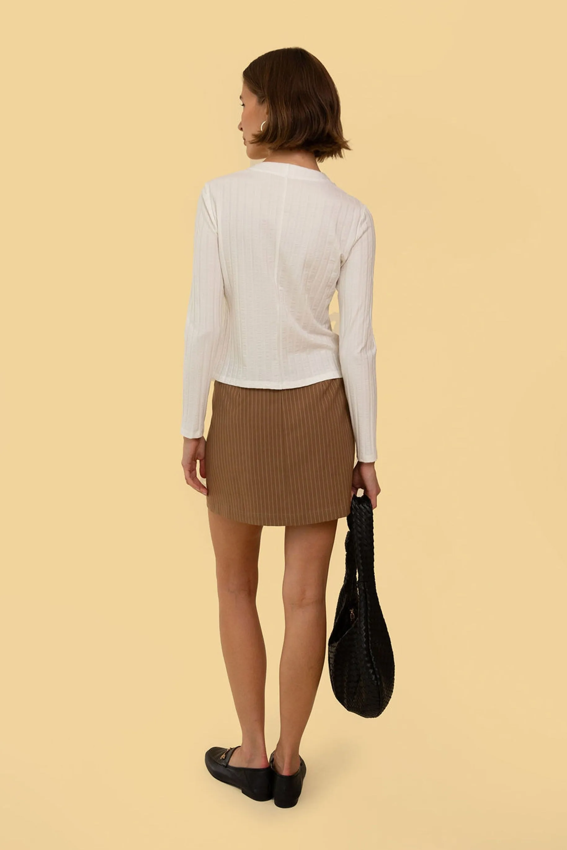 Parker Skirt in Tan Stripe