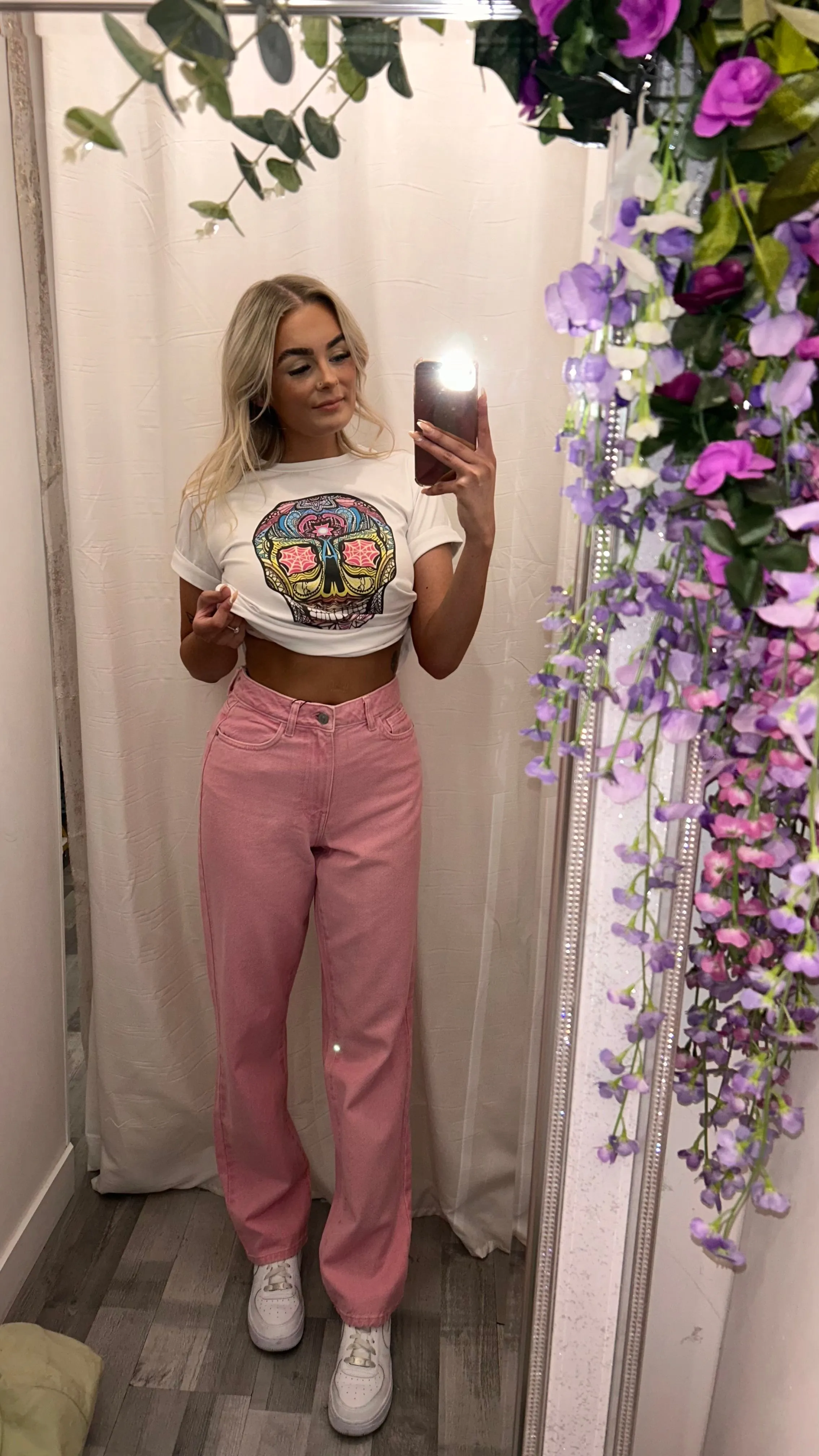 PC FRIA HW STRAIGHT LEG JEANS - PINK