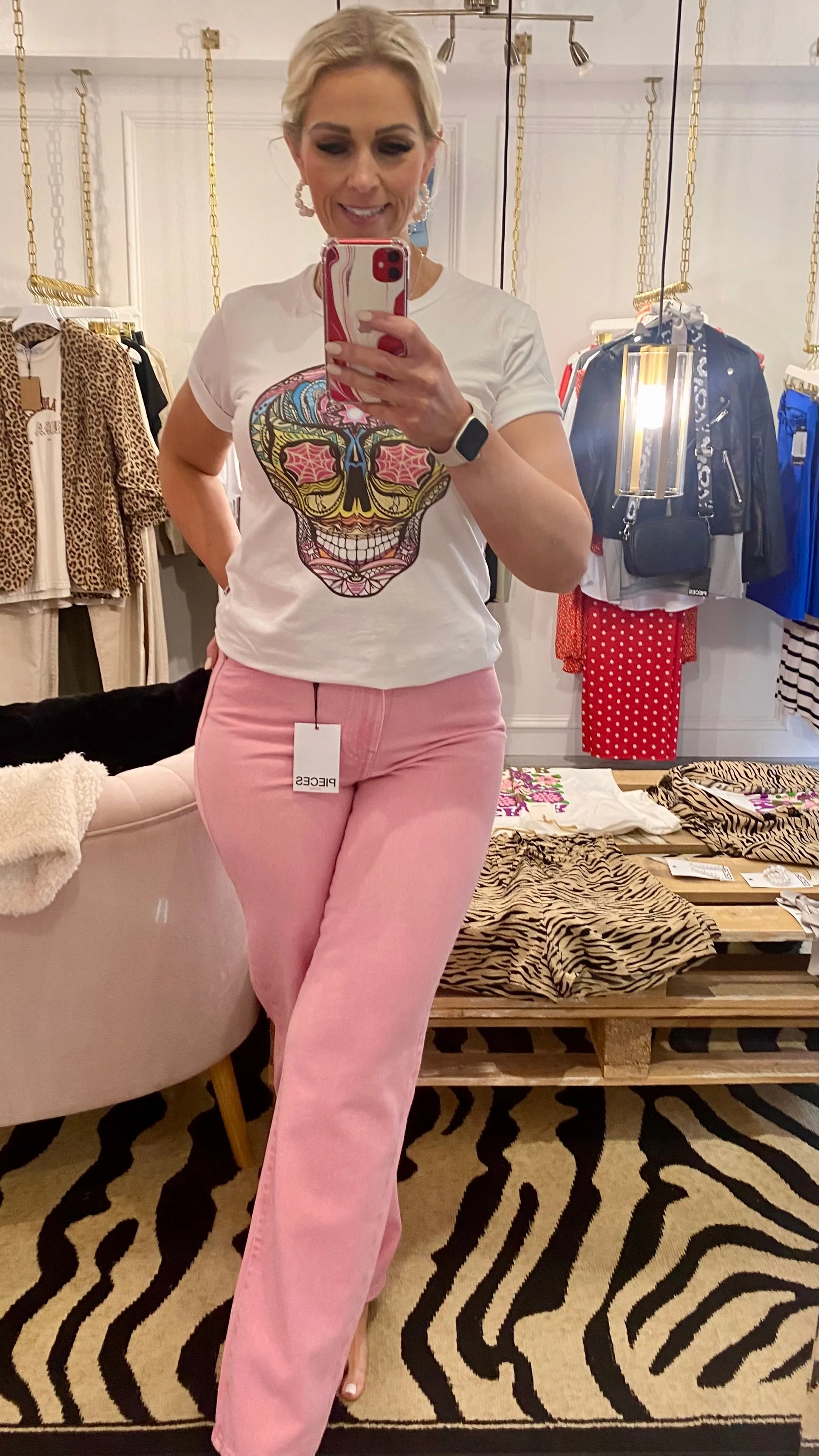 PC FRIA HW STRAIGHT LEG JEANS - PINK
