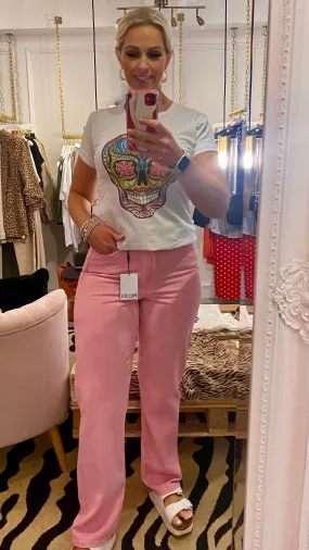 PC FRIA HW STRAIGHT LEG JEANS - PINK